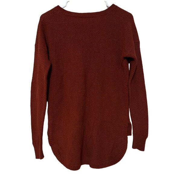 Madewell Waffle Knit Rust Orange Pullover Sweater High Low Woman's Size XS - Picture 2 of 7